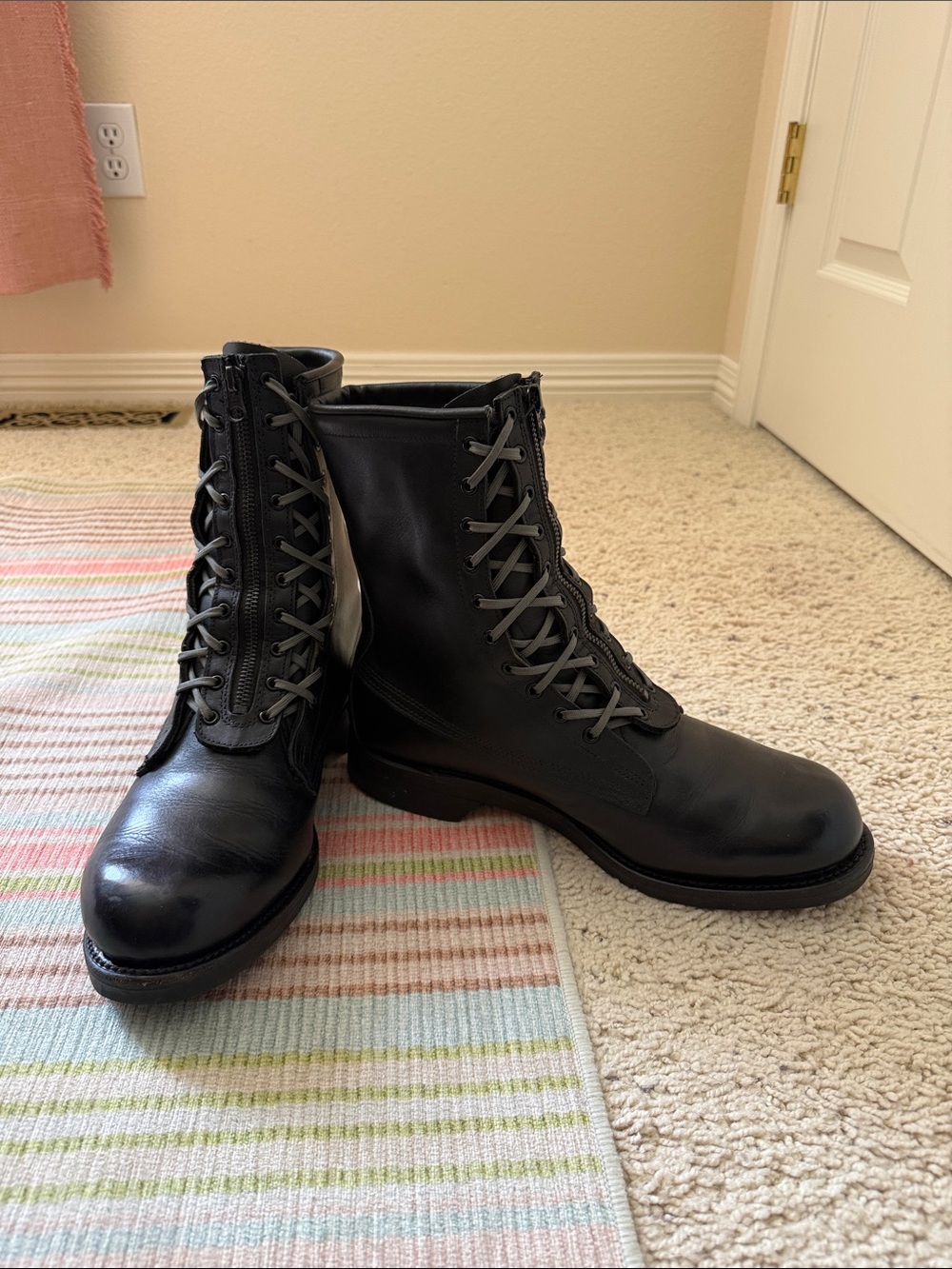 Size 10.5 Addison Shoe Company Black Leather Aviator Tactical Boots - Men - Picture 2 of 10